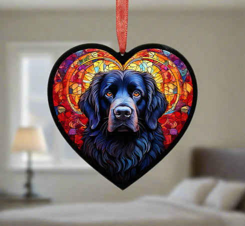 Newfoundland Stained Glass Effect Heart Suncatcher